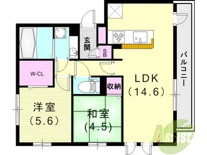 阪急電鉄今津線 仁川駅 徒歩15分 3階建 築8年(2LDK/1階)の間取り写真