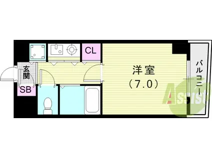 東海道本線 甲子園口駅 徒歩2分 6階建 築28年(1K/3階)の間取り写真