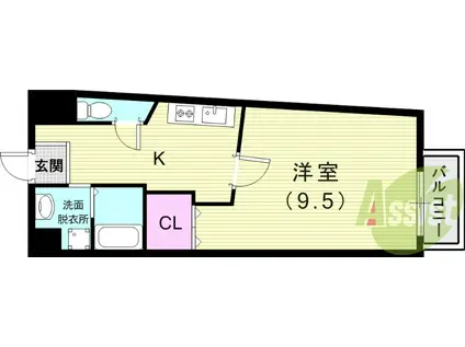 阪神電鉄本線 甲子園駅 徒歩5分 11階建 築18年(1K/5階)の間取り写真