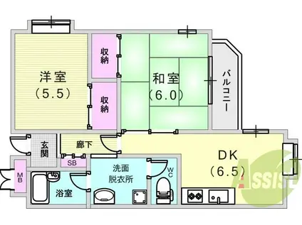 メゾンミヤマエ(2DK/3階)の間取り写真