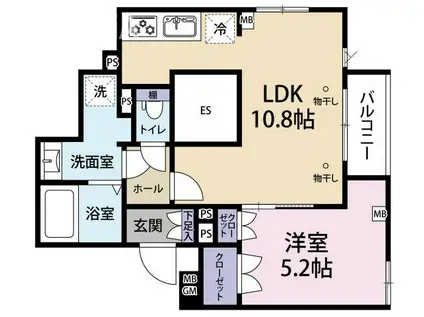 パークフロント代々木(1LDK/2階)の間取り写真