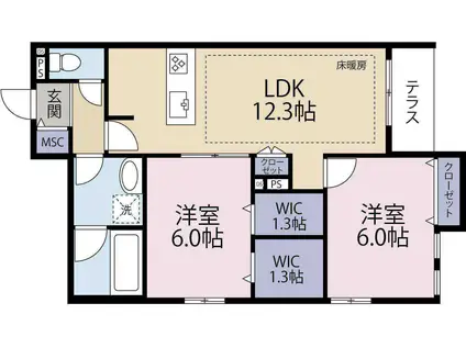 ELYSEEEKODA(2LDK/1階)の間取り写真