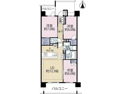 アトラス池尻レジデンス(3LDK/5階)の間取り写真