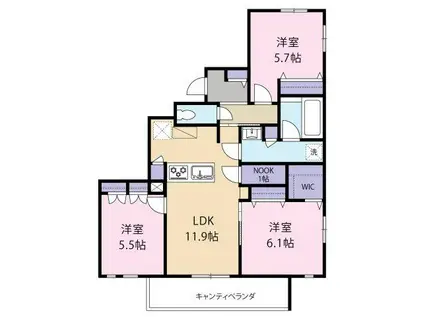 オカバ世田谷深沢ヘーベルメゾン(3LDK/4階)の間取り写真