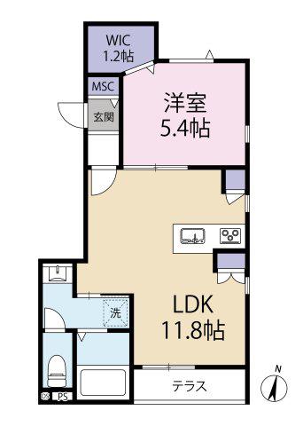 グラン碑文谷A(1LDK/1階)の間取り写真