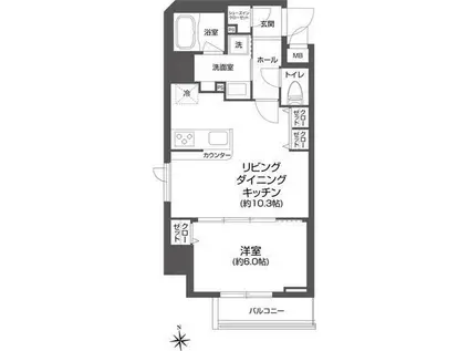 ルクレ上野(1LDK/9階)の間取り写真