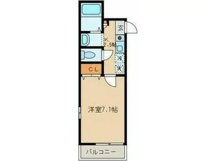 ドルミ1(1K/2階)の間取り写真