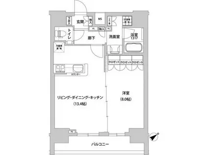 メトロステージ上野(1LDK/7階)の間取り写真