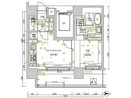 東京都大江戸線 両国駅 徒歩2分 12階建 築9年(1LDK/12階)の間取り写真