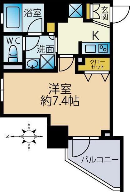クレイシア入谷(1K/14階)の間取り写真