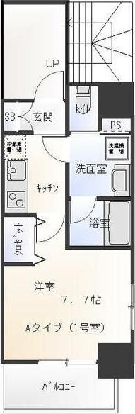 東京都大江戸線 新御徒町駅 徒歩8分 8階建 築13年(1K/2階)の間取り写真