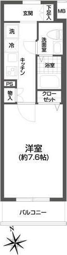 エルスタンザ浅草(1K/2階)の間取り写真