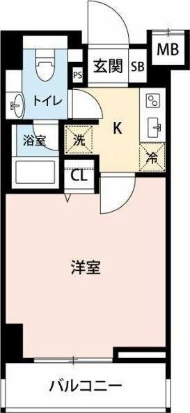 東京都新宿線 菊川駅(東京) 徒歩8分 7階建 築5年(1K/2階)の間取り写真