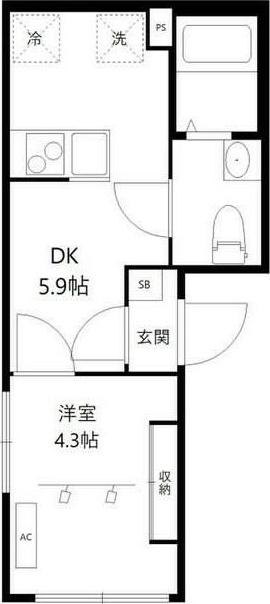 オレア浅草東(1DK/1階)の間取り写真