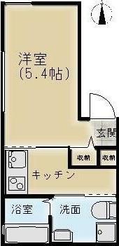 オカチコート(1K/1階)の間取り写真