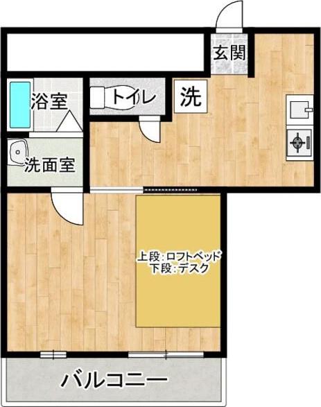 メゾンドカムリ(1K/4階)の間取り写真