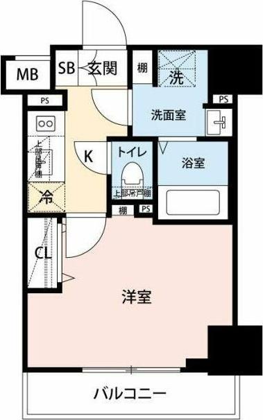 クレヴィスタ元浅草(1K/6階)の間取り写真