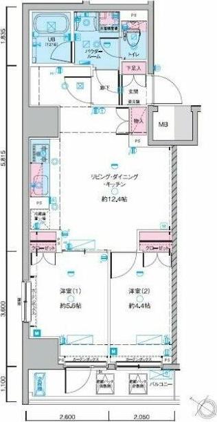 GENOVIA浅草Ⅳ SKYGARDEN(2LDK/3階)の間取り写真