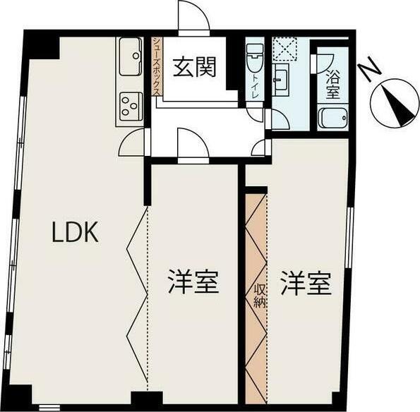千葉マンション(2LDK/2階)の間取り写真