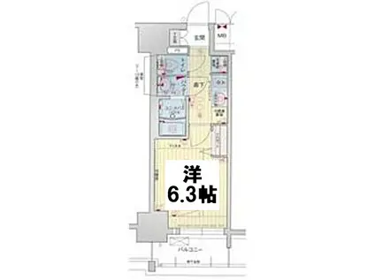 プレサンスNAGOYAシティオ(1K/2階)の間取り写真