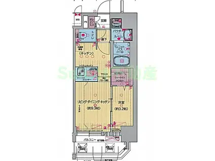 プレサンスNAGOYA覚王山(1LDK/7階)の間取り写真