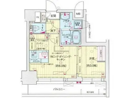 プレサンス吹上駅前エテルノ(1LDK/2階)の間取り写真