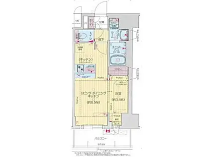 プレサンス鶴舞パークグラッド(1LDK/6階)の間取り写真