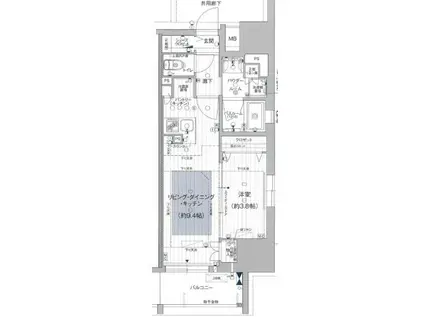 プレサンスロジェ丸の内PRIME CASA(1LDK/5階)の間取り写真