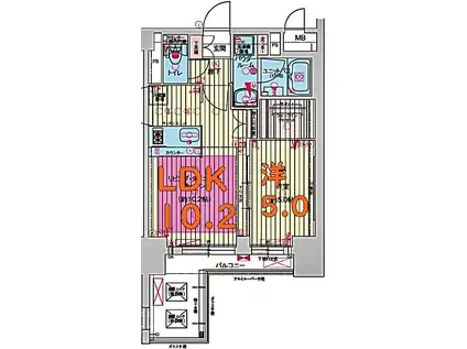 プレサンス丸の内城雅(1LDK/11階)の間取り写真