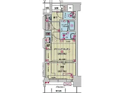 プレサンス葵デュリス(1DK/3階)の間取り写真