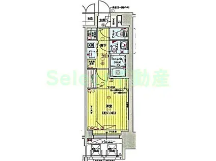 プレサンスジェネ丸の内(1K/3階)の間取り写真