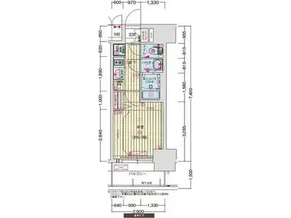 プレサンス東別院セレニス(1K/9階)の間取り写真