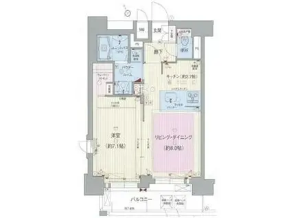 プレサンス鶴舞公園ウエスト(1LDK/12階)の間取り写真