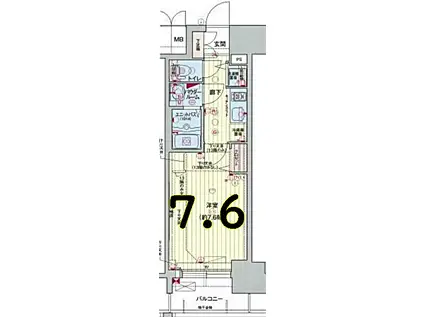プレサンス東別院駅前(1K/2階)の間取り写真
