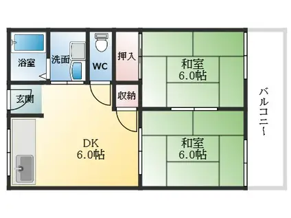 マンションさつき(2DK/2階)の間取り写真