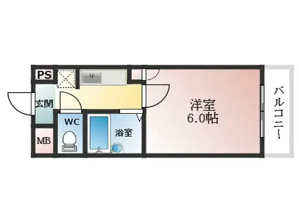 ハートフル藤井寺(1K/3階)の間取り写真