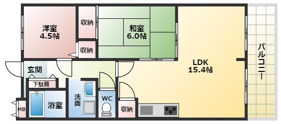 メゾン藤井寺(2LDK/3階)の間取り写真