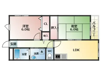 モンテメゾン野中(2LDK/1階)の間取り写真