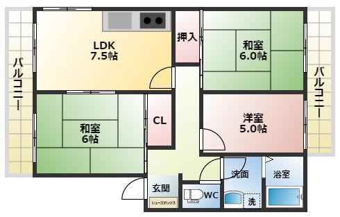 グローリーハイツ(3LDK/2階)の間取り写真