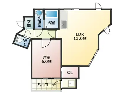 アングルミヨシ(1LDK/2階)の間取り写真
