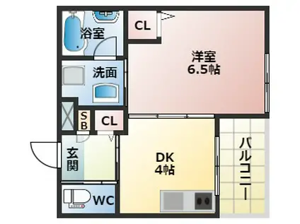 LIBERTY大井(1DK/2階)の間取り写真