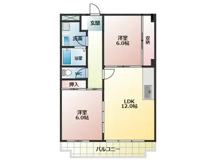 グレイス小山A棟(2LDK/1階)の間取り写真