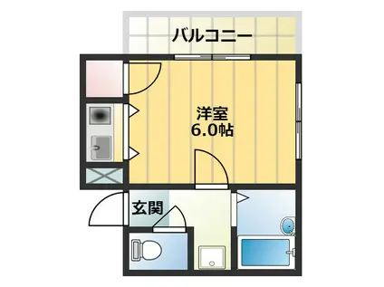 ツインツリー(1K/2階)の間取り写真