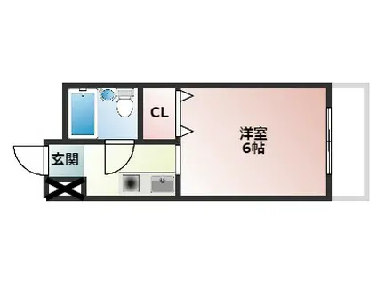 ハートフル野中(1K/3階)の間取り写真