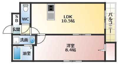 ステラウッド野中3(1LDK/1階)の間取り写真