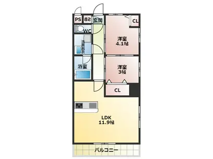 セレーナ(2LDK/1階)の間取り写真