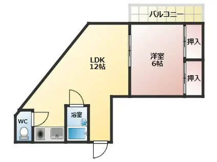 ダイバーシティー藤井寺(1LDK/1階)の間取り写真