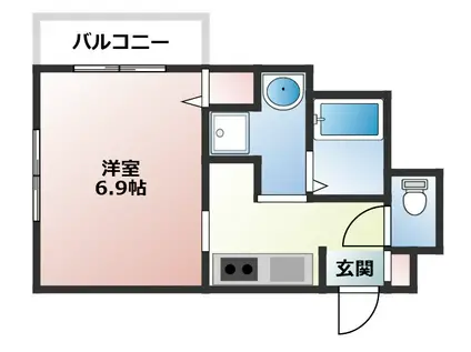 オーシャン青山(1K/4階)の間取り写真