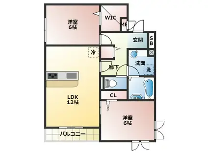 ドエルエミネンス輝(2LDK/2階)の間取り写真