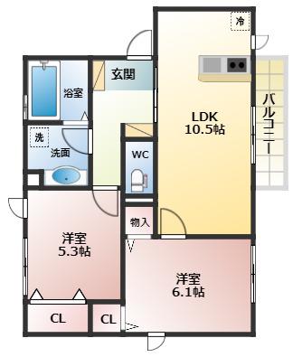 コンフォール ドミ(2LDK/1階)の間取り写真
